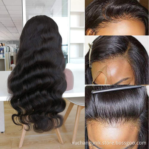 Uniky Body Wave 13X4 Human Hair Lace Frontal Closure Wig Raw Brazilian Virgin Cuticle Aligned Hd Full Lace Front Wig For Women